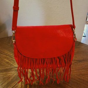 Red Leather Fringe Crossbody VIETA Fashion Bag *Like New*